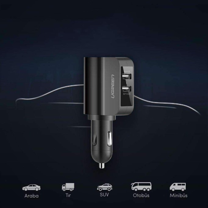 Ugreen Çakmaklık Girişli Çift USB Çıkışlı Araç Şarj Cihazı