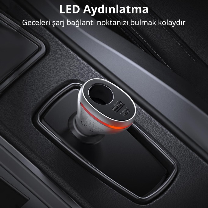 Ugreen Çakmaklık Girişli Type C USB 24W Araç İçi Şarj Cihazı