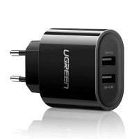 UGREEN Çift USB Çıkışlı Şarj Adaptörü Siyah