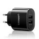 UGREEN Çift USB Çıkışlı Şarj Adaptörü Siyah