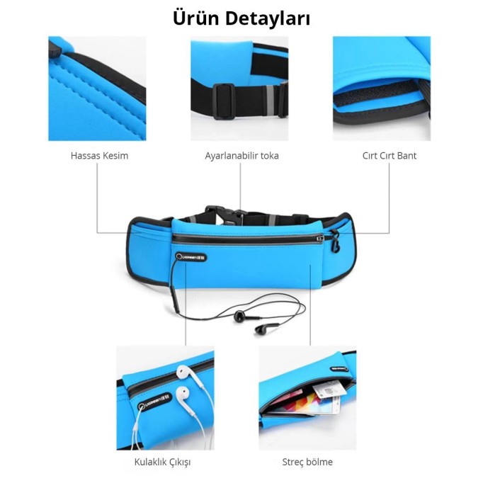 Ugreen Çok Fonksiyonlu Sporcu Bel Çantası Bel Kılıfı Siyah Ugreen Çok Fonksiyonlu Sporcu Bel Çantası Bel Kılıfı Siyah