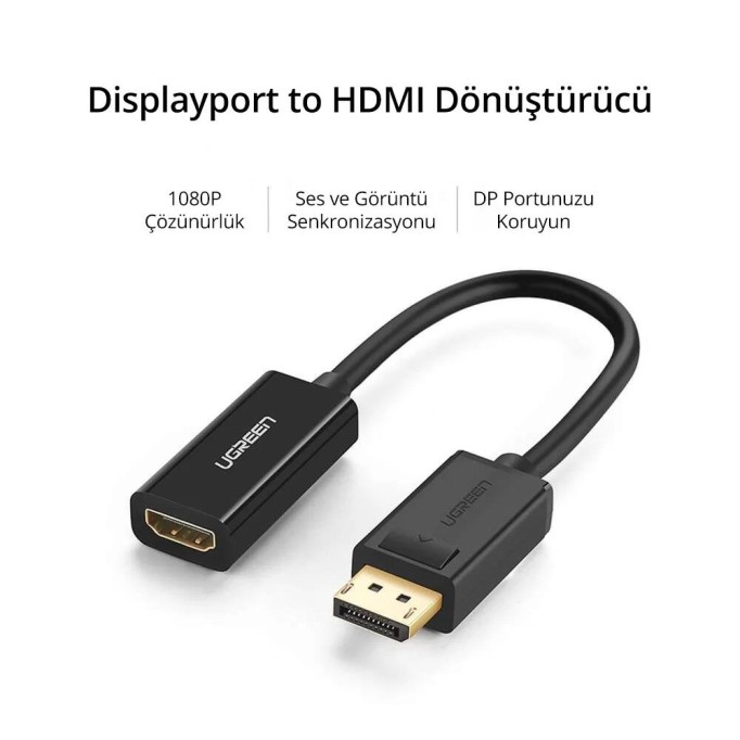 Ugreen DisplayPort to HDMI 1080P Dönüştürücü Adaptör Siyah