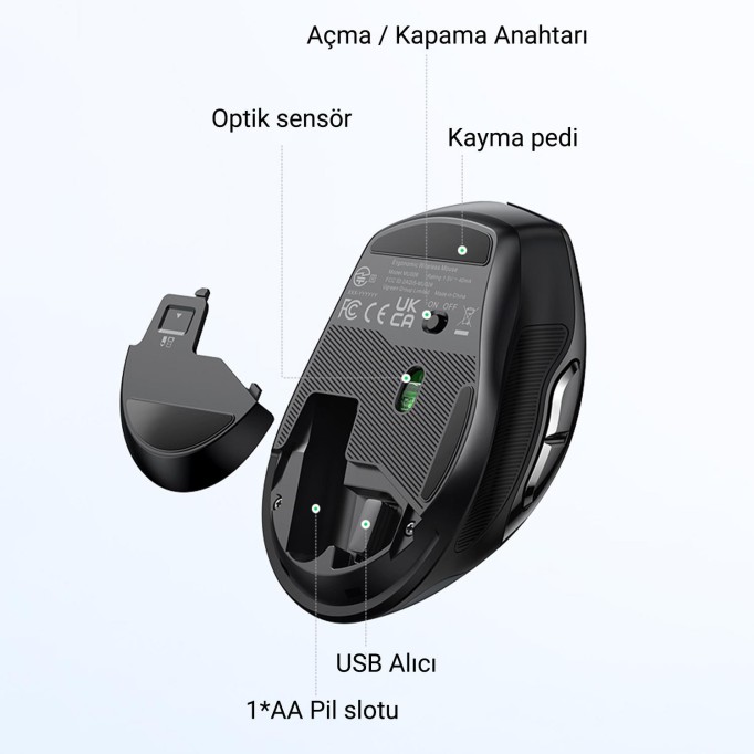 Ugreen Dual Mode 2.4GHz Kablosuz ve Bluetooth 4000DPI Sessiz Optik Mouse