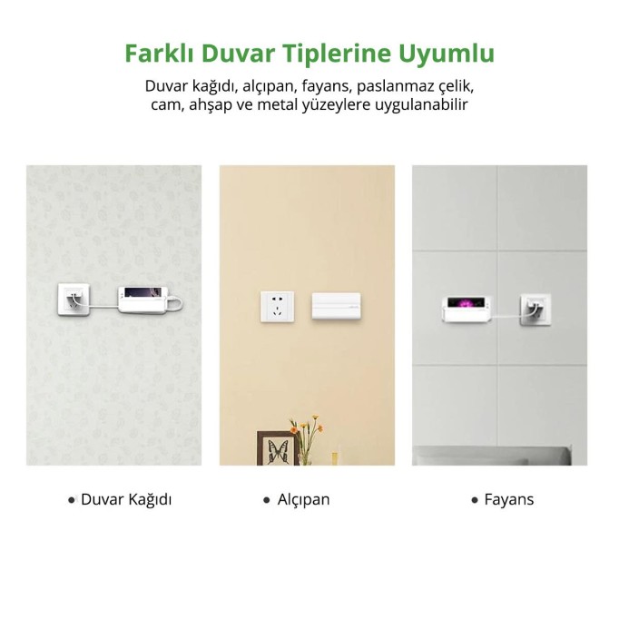 Ugreen Duvara Sabitlenen Yapışkanlı Telefon Şarj Tutucu