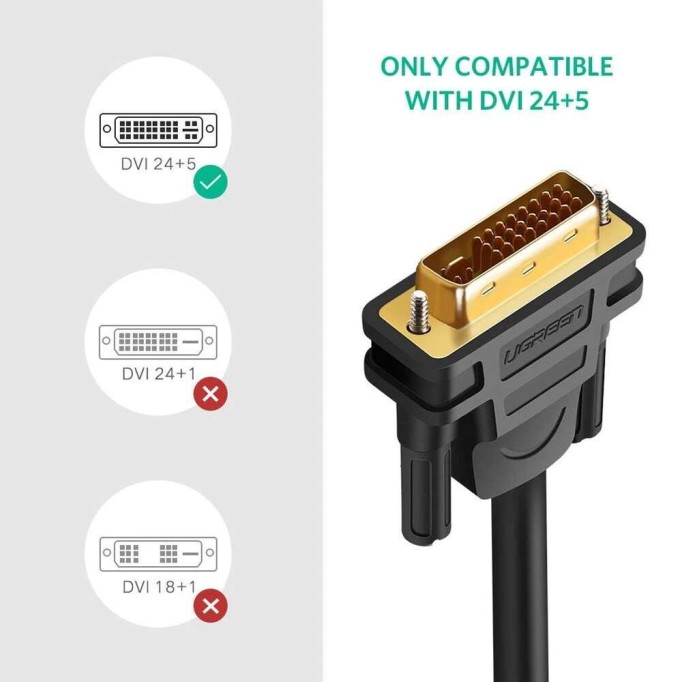 Ugreen DVI 24+5 to VGA Dönüştürücü Görüntü Aktarma Kablosu 1.5 Metre