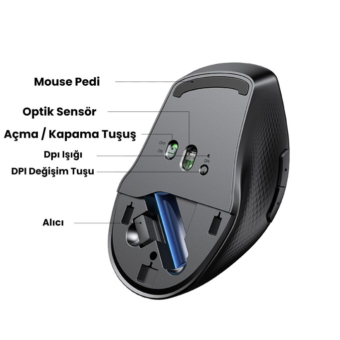 Ugreen Ergonomik Sessiz Çift Modlu Bluetooth ve Wireless Kablosuz Mouse