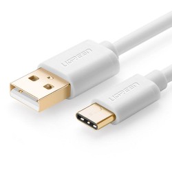 100 Cm UGREEN Gold Plated USB Type-C Şarj Kablosu Beyaz / 100 Cm