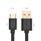 UGREEN Gold Plated USB Type-C Şarj Kablosu Siyah / 50 Cm