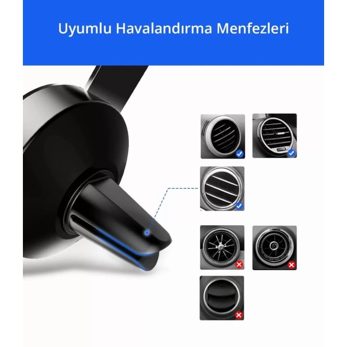UGREEN Gravity Araç İçi Havalandırma Telefon Tutucu Siyah