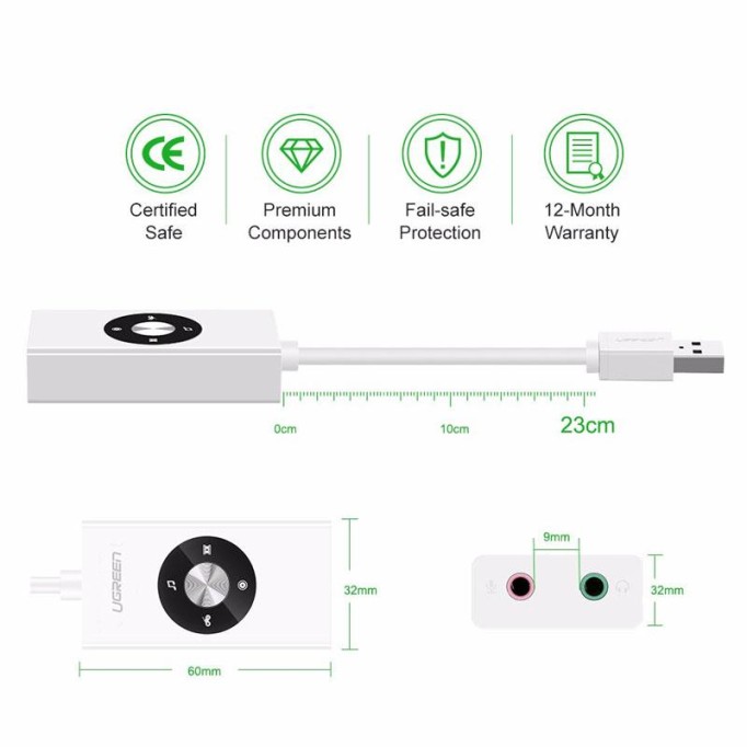 UGREEN Harici USB Stereo Ses Kartı