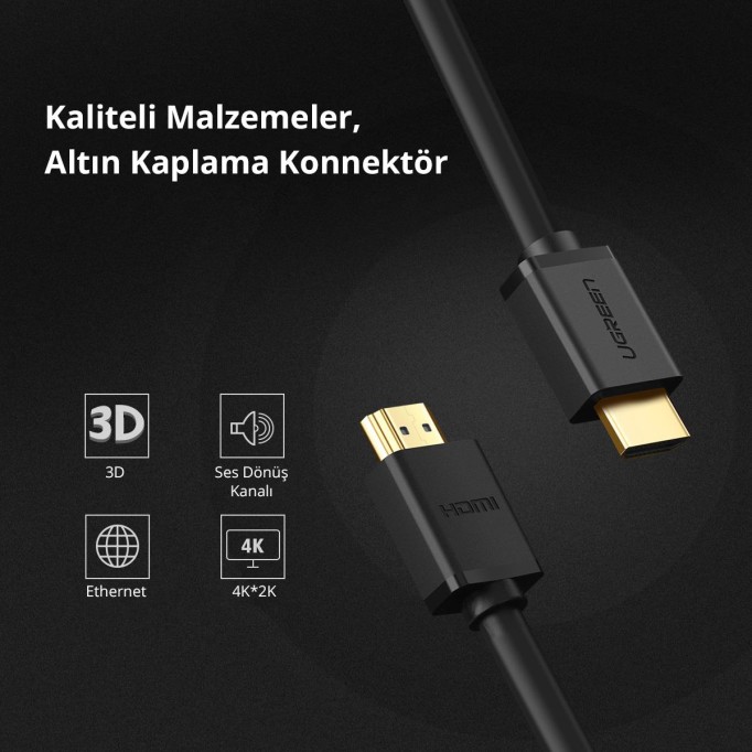 UGREEN HD104 Yüksek Hızlı 4K HDMI Kablo 1 Metre