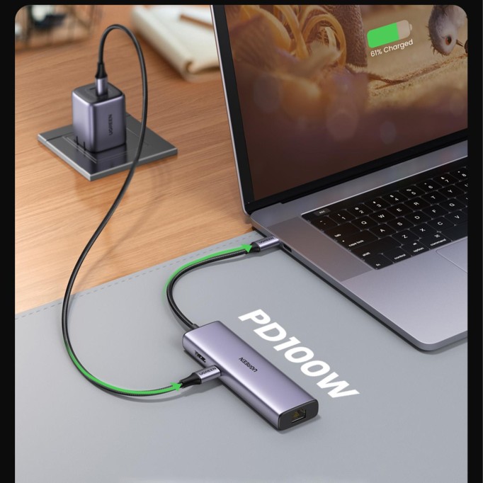 Ugreen HDMI 1000Mbps Gigabit Ethernet Kart Okuyucu USB Çoklayıcı Hub Adaptör