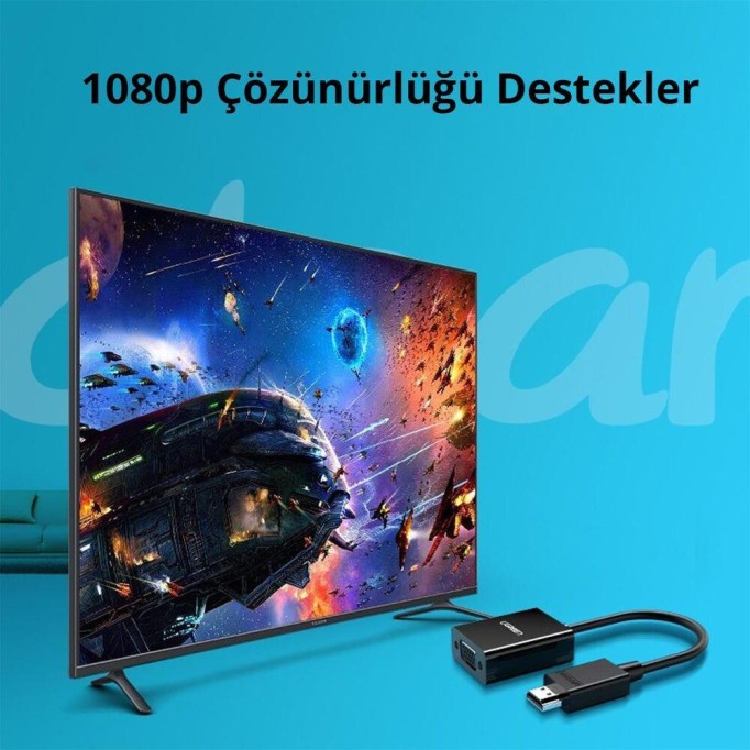 Ugreen HDMI to VGA Dişi Çevirici Dönüştürücü Adaptör Siyah