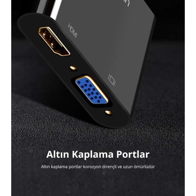 Ugreen HDMI to VGA HDMI Aux Dönüştürücü Adaptör Ugreen HDMI to VGA HDMI Aux Dönüştürücü Adaptör