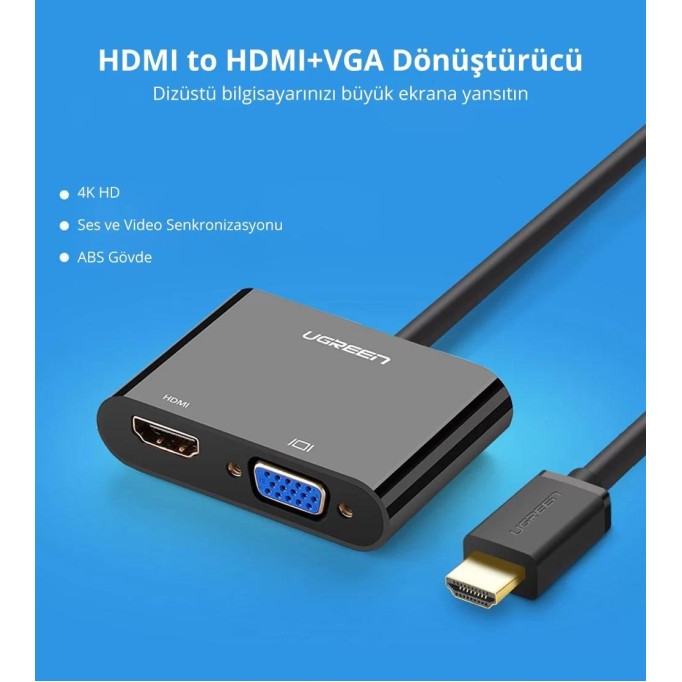Ugreen HDMI to VGA HDMI Aux Dönüştürücü Adaptör