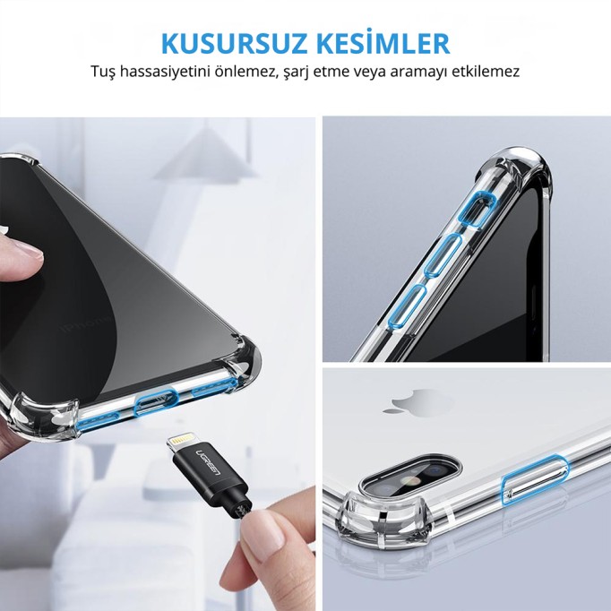 Ugreen iPhone X ve iPhone XS Koruyucu Silikon Telefon Kılıfı Şeffaf Siyah Ugreen iPhone X ve iPhone XS Koruyucu Silikon Telefon Kılıfı Şeffaf Siyah
