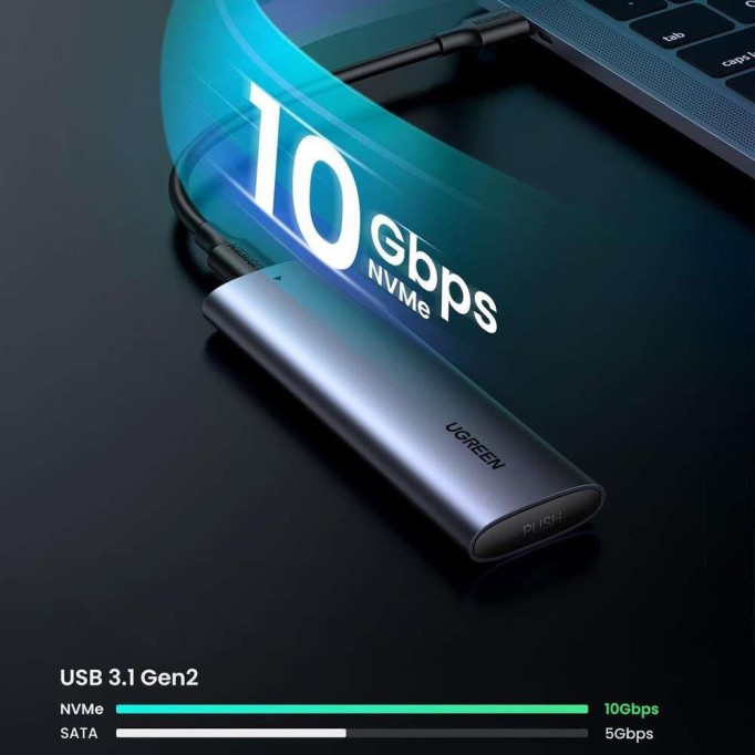 Ugreen M.2 NVMe SSD Type-C 3.1 Gen2 PCIe M-Key M+B Key Disk Kutusu Ugreen M.2 NVMe SSD Type-C 3.1 Gen2 PCIe M-Key M+B Key Disk Kutusu