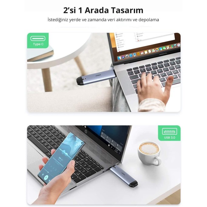 Ugreen M.2 Sata SSD NGFF USB-A USB-C 3.1 Gen 2 KEY B / B + M Disk Kutusu