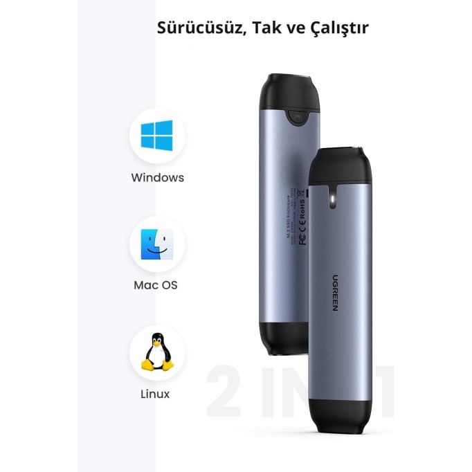 Ugreen M.2 Sata SSD NGFF USB-A USB-C 3.1 Gen 2 KEY B / B + M Disk Kutusu