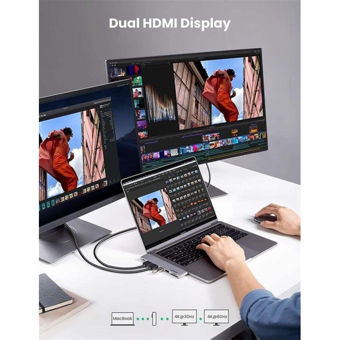 Ugreen Macbook Pro Air İçin Thunderbolt 3 Type-C HDMI USB 3.0 SD Kart Okuyucu Hub Adaptör Ugreen Macbook Pro Air İçin Thunderbolt 3 Type-C HDMI USB 3.0 SD Kart Okuyucu Hub Adaptör