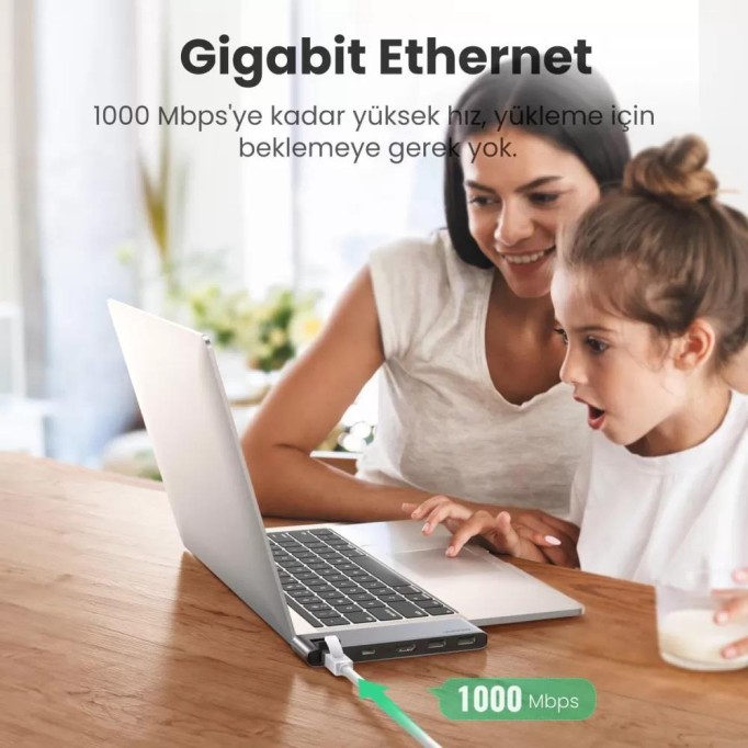 Ugreen MacBook Pro Type-C HDMI USB Ethernet Dönüştürücü Adaptör