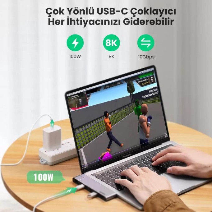 Ugreen MacBook Pro Type-C HDMI USB Ethernet Dönüştürücü Adaptör