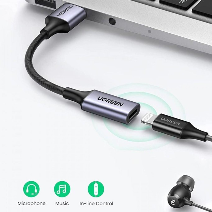 Ugreen MFi USB Lightning Örgülü Ses Kablosu Dönüştürücü