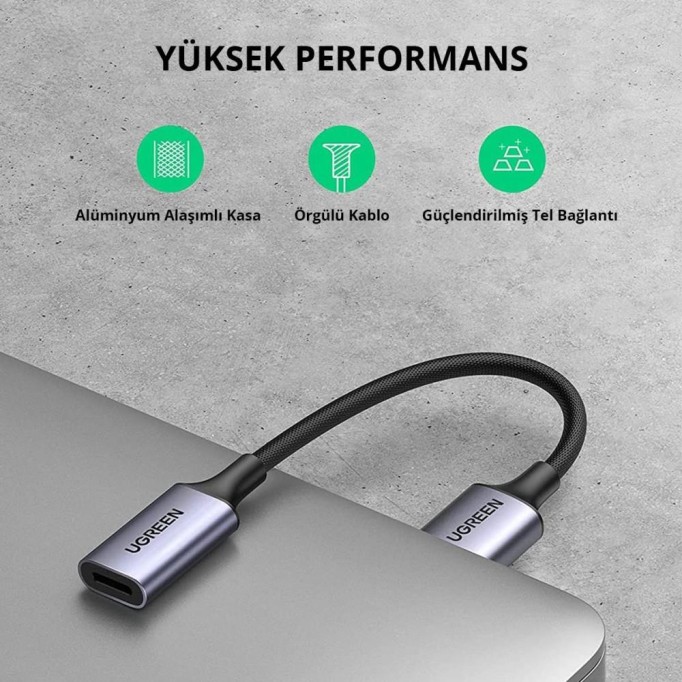 Ugreen MFi USB Lightning Örgülü Ses Kablosu Dönüştürücü