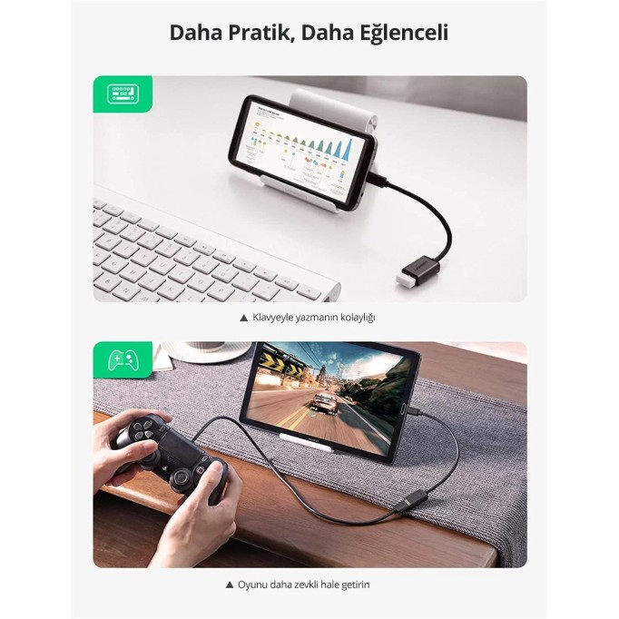 Ugreen Micro USB OTG Dönüştürücü Kablo Siyah