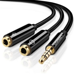 Siyah Ugreen Mikrofon ve Kulaklık Ayırıcı 3.5mm Y Kablo Siyah