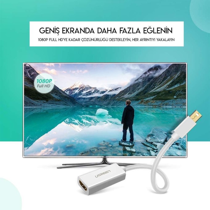 UGREEN Mini Displayport HDMI Dönüştürücü Adaptör Beyaz