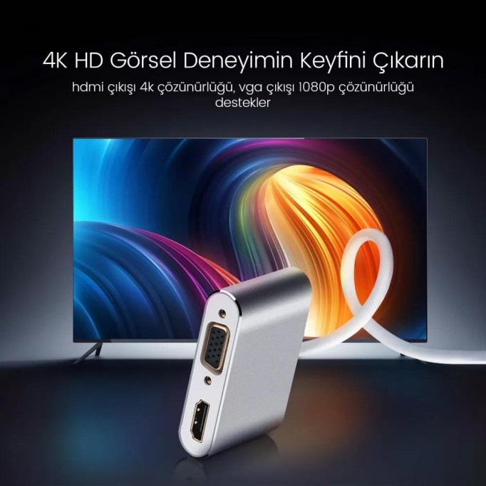Ugreen Mini DisplayPort to VGA 4K HDMI Dönüştürücü Adaptör Gümüş