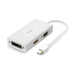 Beyaz Ugreen Mini DP to HDMI DVI VGA Görüntü Dönüştürücü Adaptör Beyaz