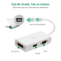 Ugreen Mini DP to HDMI DVI VGA Görüntü Dönüştürücü Adaptör Beyaz Ugreen Mini DP to HDMI DVI VGA Görüntü Dönüştürücü Adaptör Beyaz