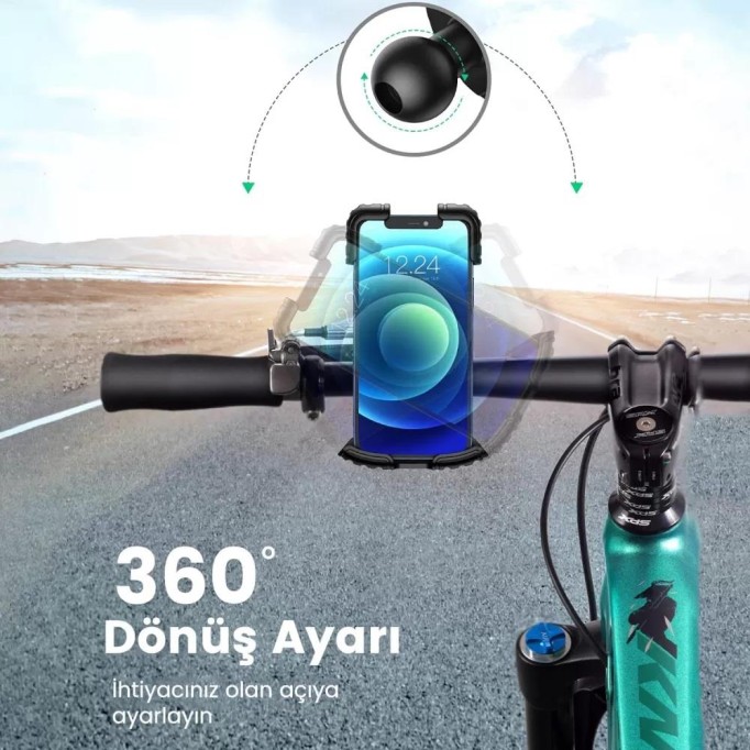 Ugreen Motosiklet ve Bisikletler için 360° Gidon Telefon Tutucu