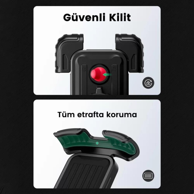 Ugreen Motosiklet ve Bisikletler için 360° Gidon Telefon Tutucu