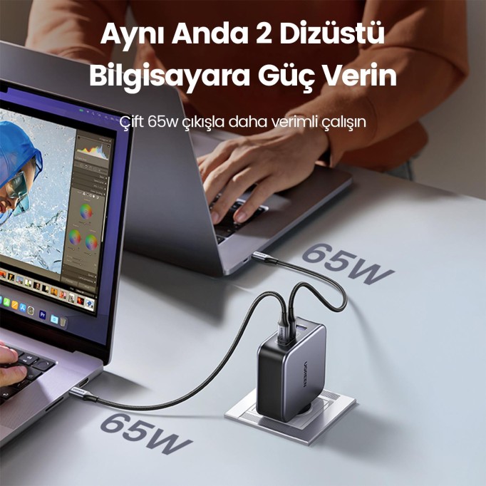 Ugreen Nexode 140W USB Type-C QC 4.0 PD 3.1 GaN 3 Portlu Hızlı Şarj Cihazı