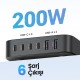 Ugreen Nexode 200W GaN II 6 Portlu Masaüstü Hızlı Şarj Cihazı İstasyonu