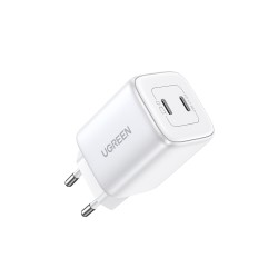 Beyaz Ugreen Nexode 45W USB Type-C QC 4.0 PD GaN X 2 Portlu Hızlı Şarj Cihazı Beyaz