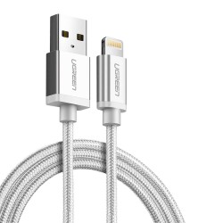 1.5 Metre Ugreen Örgülü MFI Lightning iPhone Şarj Ve Data Kablosu Beyaz 1.5 Metre