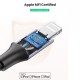 Ugreen Örgülü Type-C to Lightning iPhone Hızlı Şarj Kablosu Siyah 2 Metre