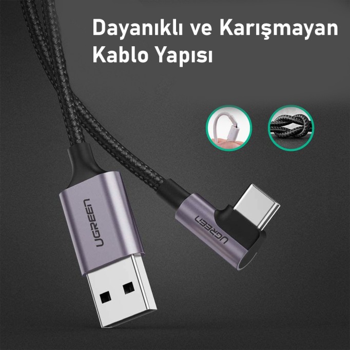 Ugreen Örgülü USB Type-C MVP Oyuncu Şarj ve Data Kablosu