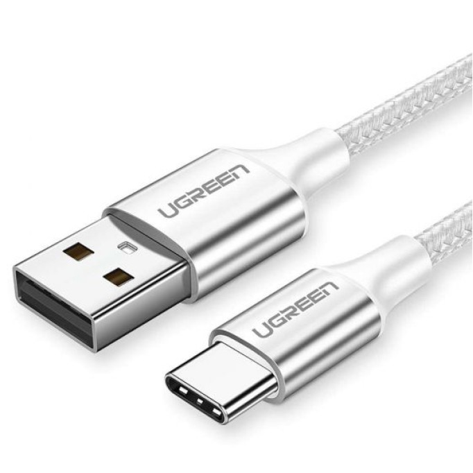 UGREEN Örgülü USB Type-C Şarj ve Data Kablosu Beyaz 1.5 Metre