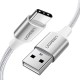 Ugreen Örgülü USB Type-C Şarj ve Data Kablosu Beyaz 1 Metre