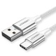 Ugreen Örgülü USB Type-C Şarj ve Data Kablosu Beyaz 1 Metre