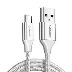 1 Metre Ugreen Örgülü USB Type-C Şarj ve Data Kablosu Beyaz 1 Metre