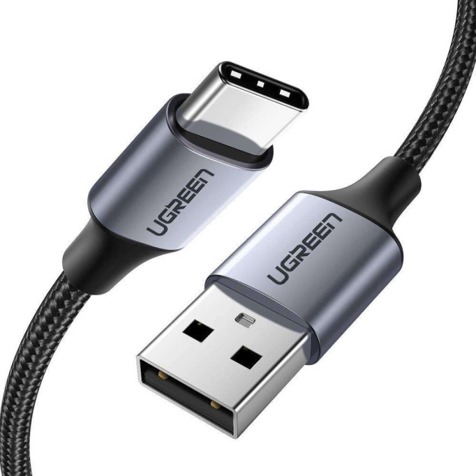 Ugreen Örgülü USB Type-C Şarj ve Data Kablosu Siyah 2 Metre