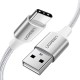 UGREEN Örgülü USB Type-C Şarj ve Data Kablosu Beyaz 2 Metre