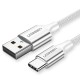 UGREEN Örgülü USB Type-C Şarj ve Data Kablosu Beyaz 2 Metre