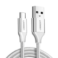 UGREEN Örgülü USB Type-C Şarj ve Data Kablosu Beyaz 2 Metre